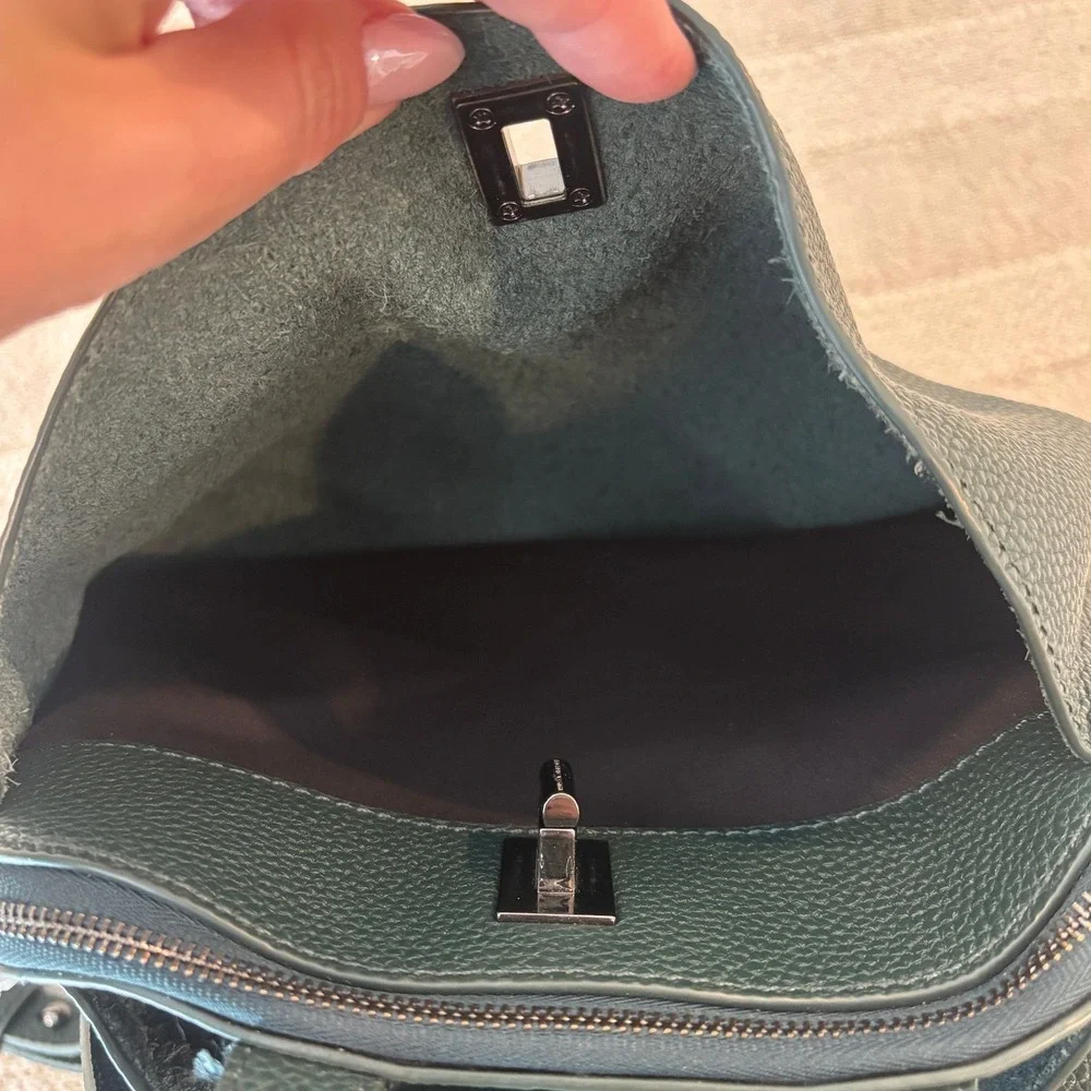 Rebecca‎ Minkoff Darren Signature Leather Backpack Bottle Green Gunmetal